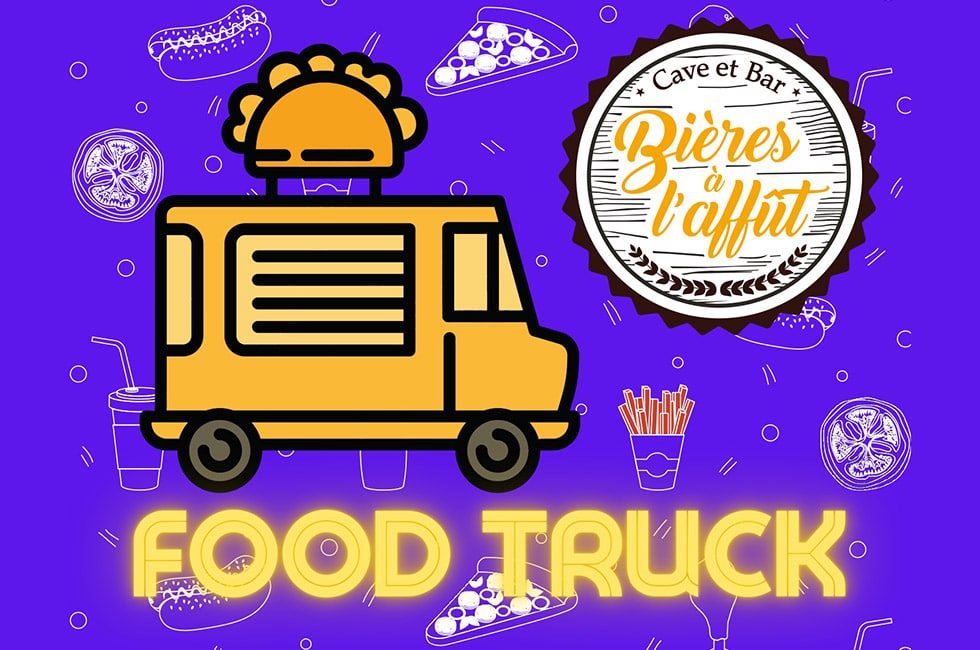 Les food trucks présents cette semaine chez Bières à l'Affût sur fond violet